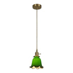Suspension vintage en forme de dôme vert avec verre brillant pour salon