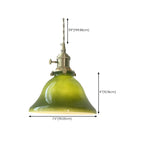 Suspension vintage en forme de dôme vert avec verre brillant pour salon