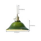 Suspension vintage en forme de dôme vert avec verre brillant pour salon