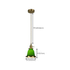 Suspension vintage en forme de dôme vert avec verre brillant pour salon