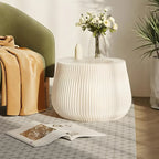 Table d'appoint ronde pliable blanche de style tambour avec rangement