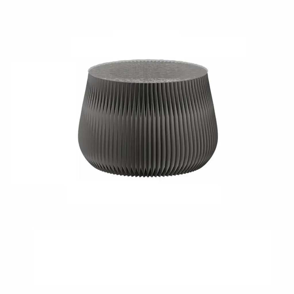 Table d'appoint ronde pliable blanche de style tambour avec rangement