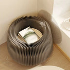 Table d'appoint ronde pliable blanche de style tambour avec rangement
