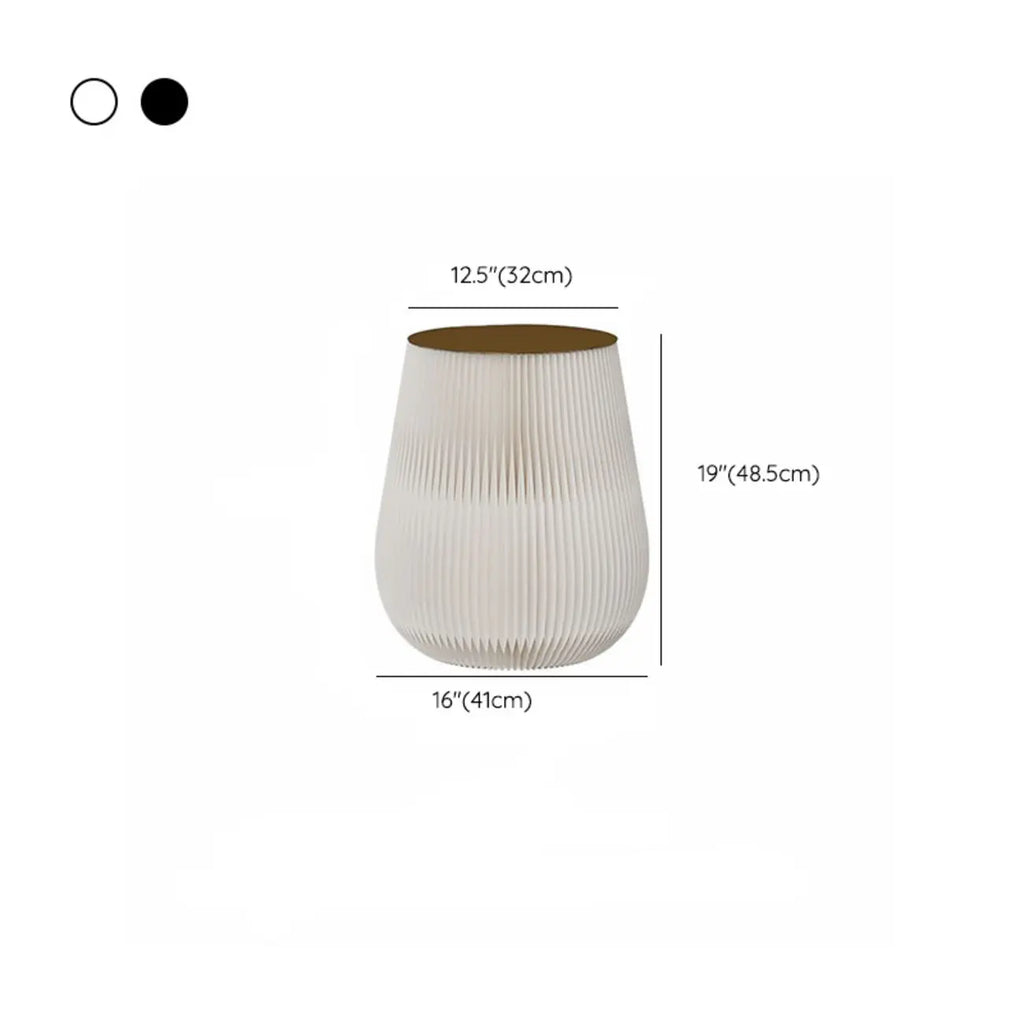 Table d'appoint ronde pliable blanche de style tambour avec rangement