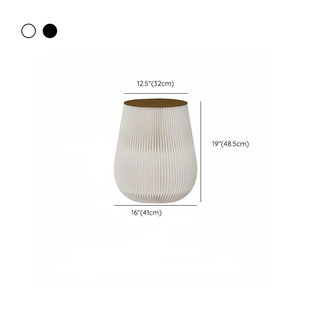Table d'appoint ronde pliable blanche de style tambour avec rangement