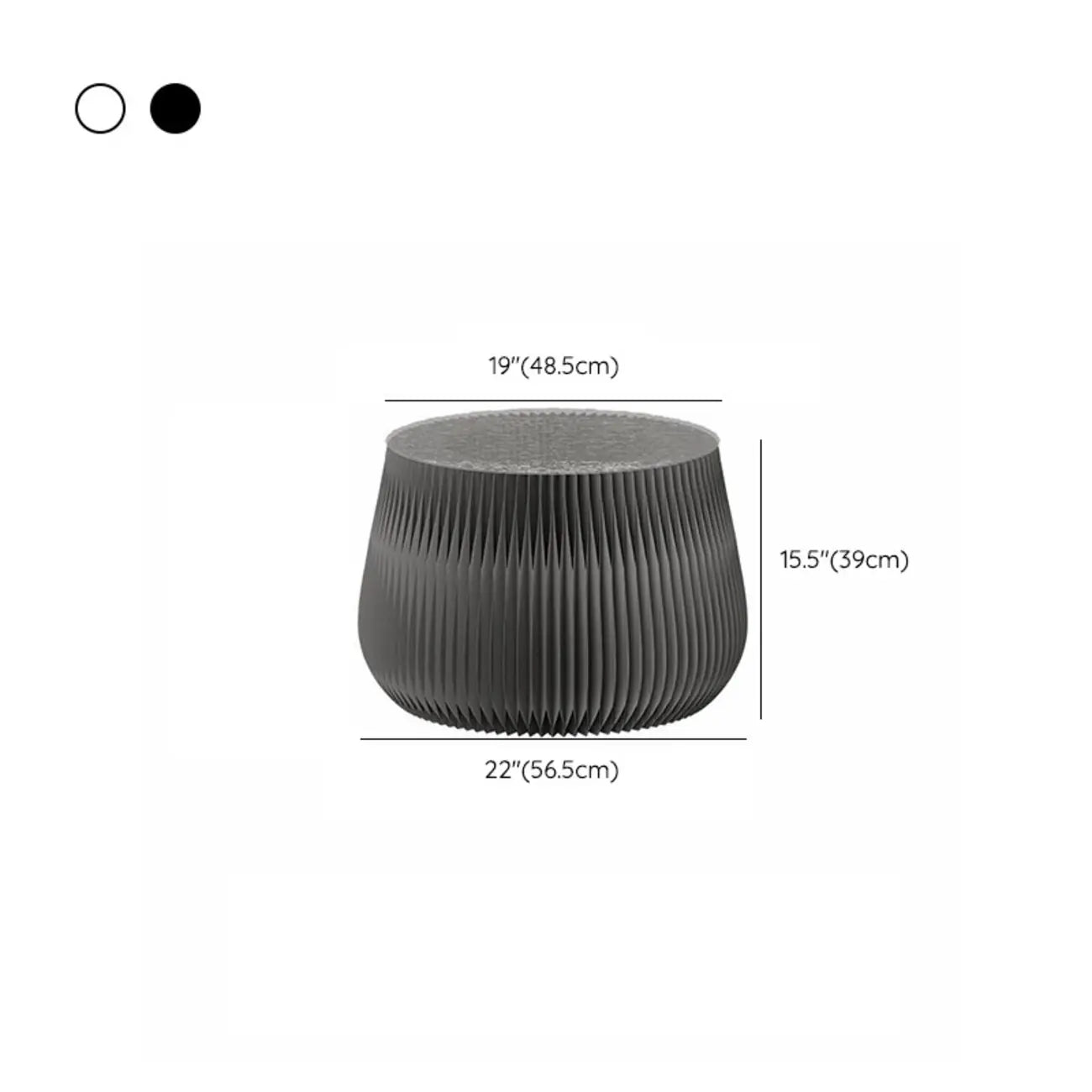 Table d'appoint ronde pliable blanche de style tambour avec rangement