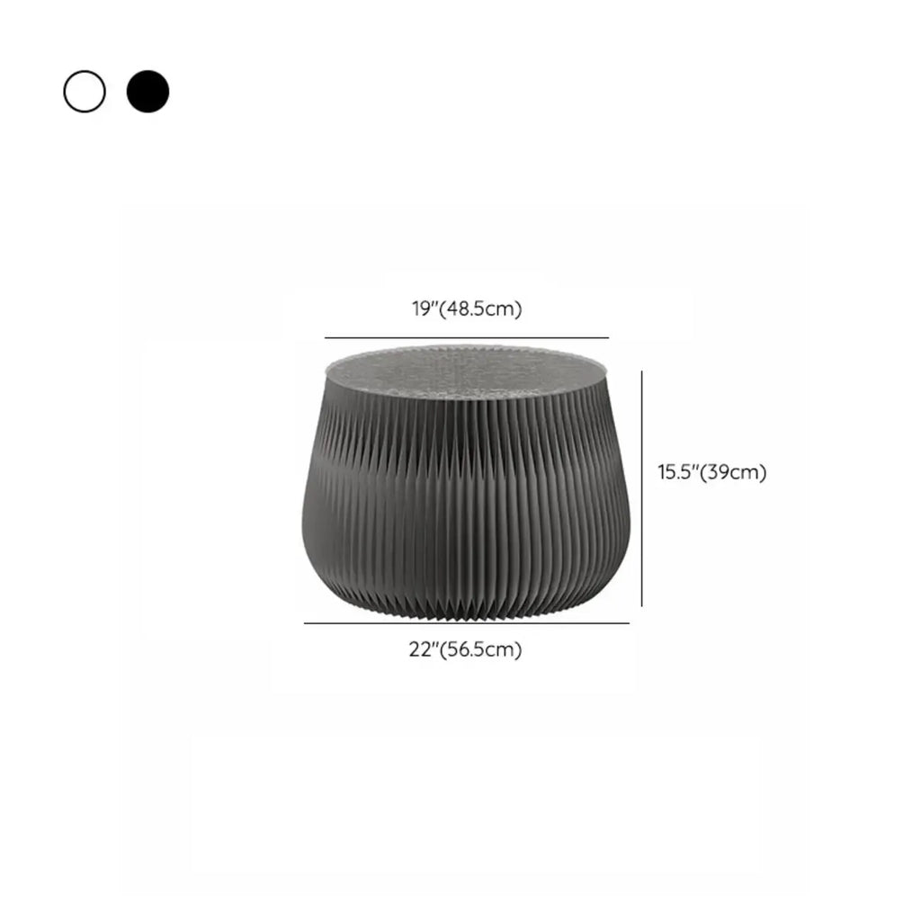 Table d'appoint ronde pliable blanche de style tambour avec rangement
