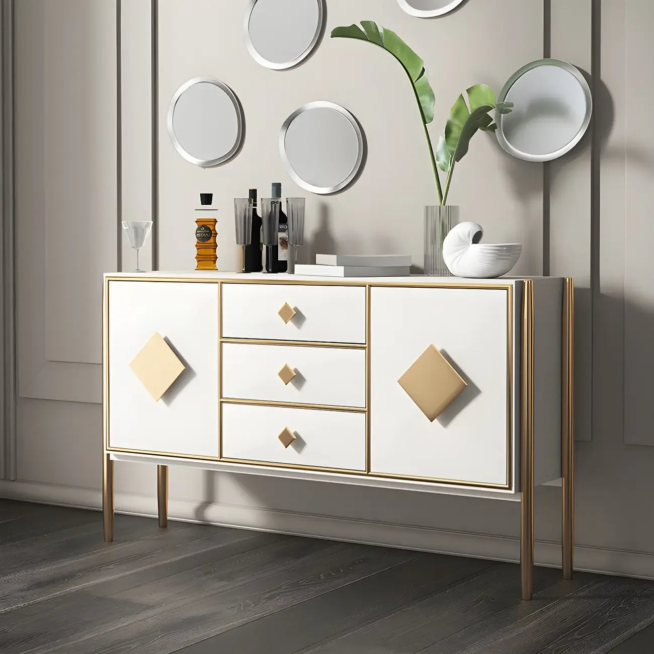 Buffet de luxe en bois avec 3 tiroirs et 2 placards