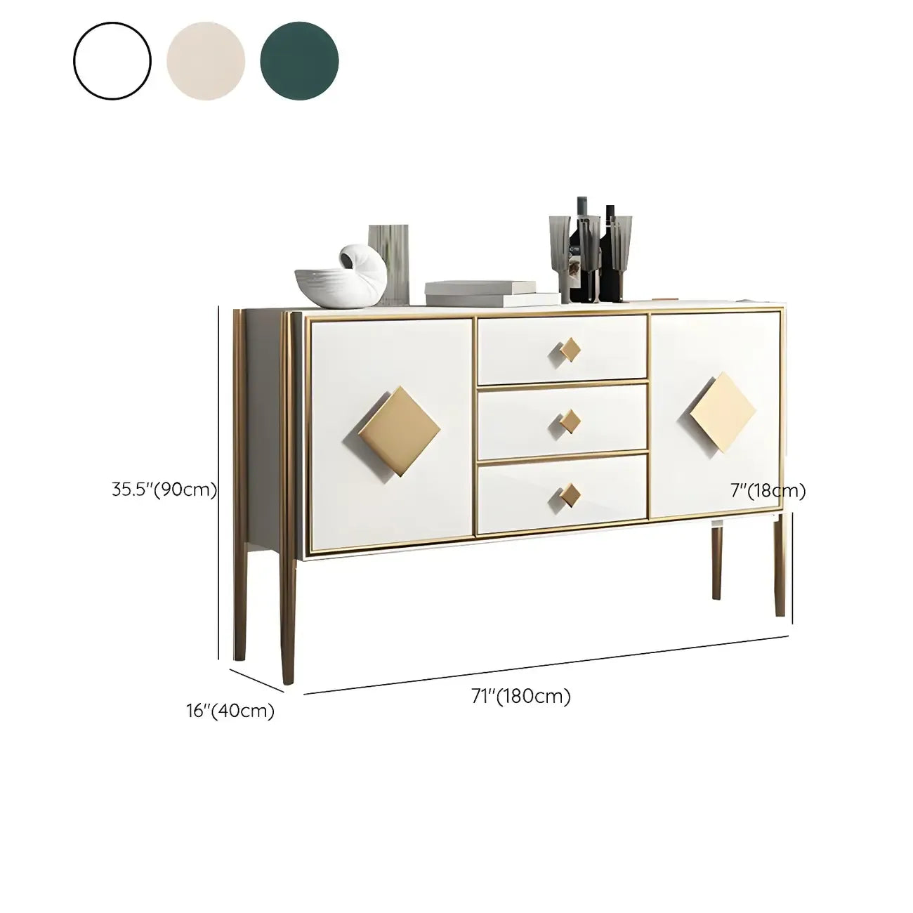 Buffet de luxe en bois avec 3 tiroirs et 2 placards