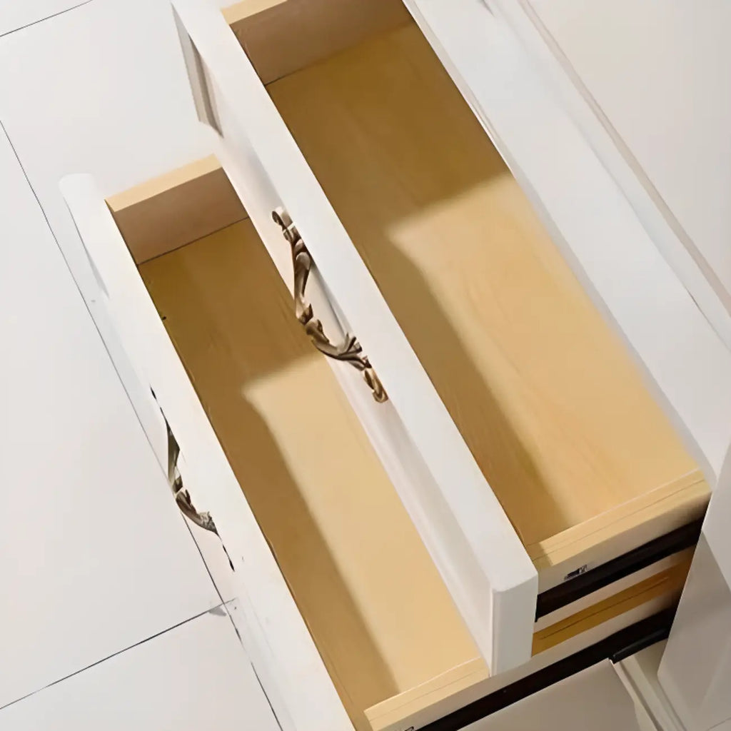 Table de chevet élégante en bois blanc avec 3 tiroirs de rangement