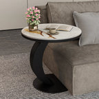 Table d'appoint ronde moderne en marbre en forme de C pour salon