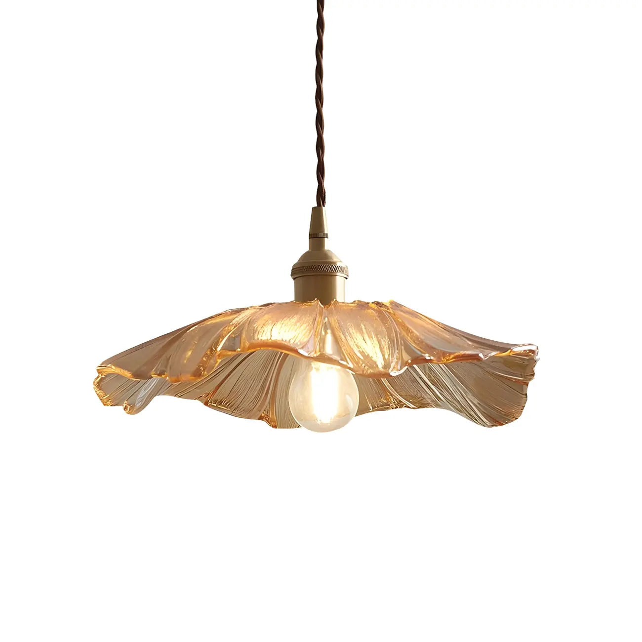 Suspension design en verre transparent en forme de feuille de lotus pour chambre à coucher