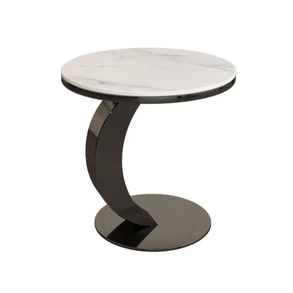 Table d'appoint ronde moderne en marbre en forme de C pour salon