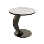 Table d'appoint ronde moderne en marbre en forme de C pour salon