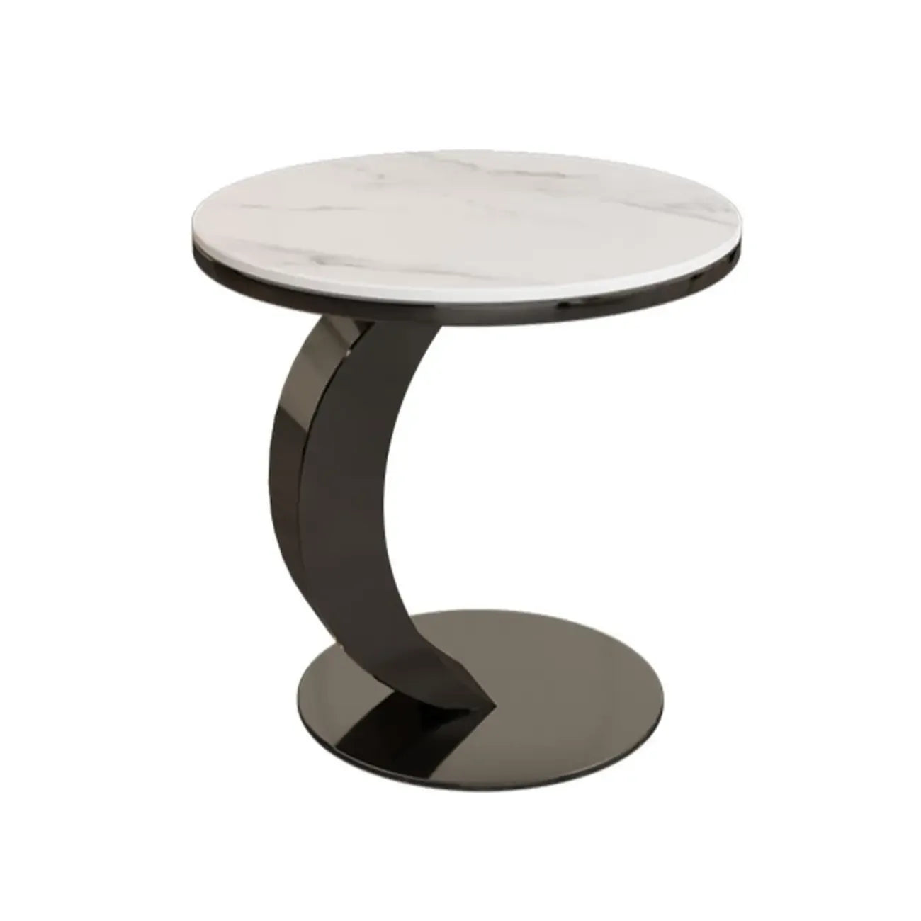 Table d'appoint ronde moderne en marbre en forme de C pour salon