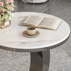 Table d'appoint ronde moderne en marbre en forme de C pour salon