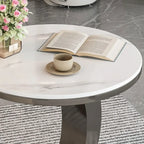 Table d'appoint ronde moderne en marbre en forme de C pour salon