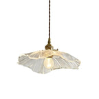 Suspension design en verre transparent en forme de feuille de lotus pour chambre à coucher