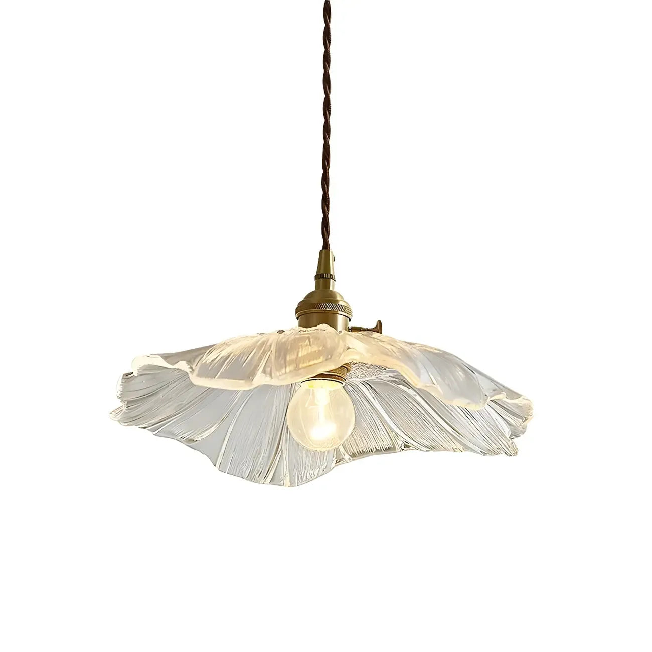 Suspension design en verre transparent en forme de feuille de lotus pour chambre à coucher