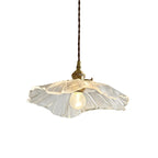 Suspension design en verre transparent en forme de feuille de lotus pour chambre à coucher