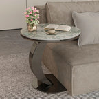 Table d'appoint ronde moderne en marbre en forme de C pour salon