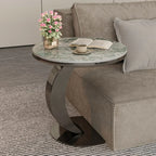 Table d'appoint ronde moderne en marbre en forme de C pour salon