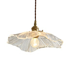 Suspension design en verre transparent en forme de feuille de lotus pour chambre à coucher