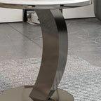 Table d'appoint ronde moderne en marbre en forme de C pour salon