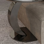 Table d'appoint ronde moderne en marbre en forme de C pour salon