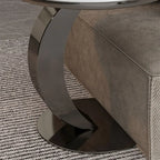 Table d'appoint ronde moderne en marbre en forme de C pour salon