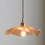 Suspension design en verre transparent en forme de feuille de lotus pour chambre à coucher