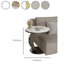 Table d'appoint ronde moderne en marbre en forme de C pour salon