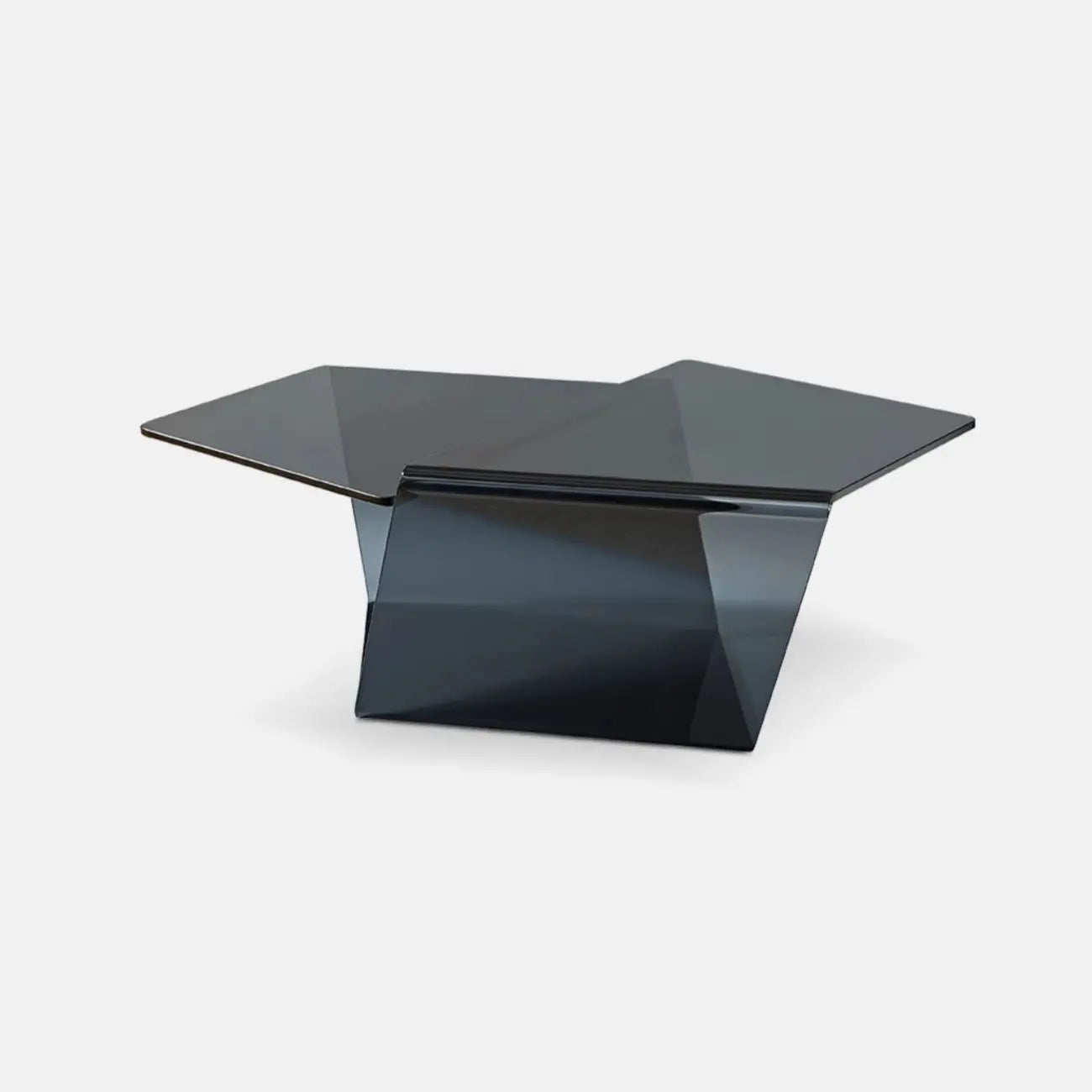 Table basse géométrique moderne en verre noir aux formes libres