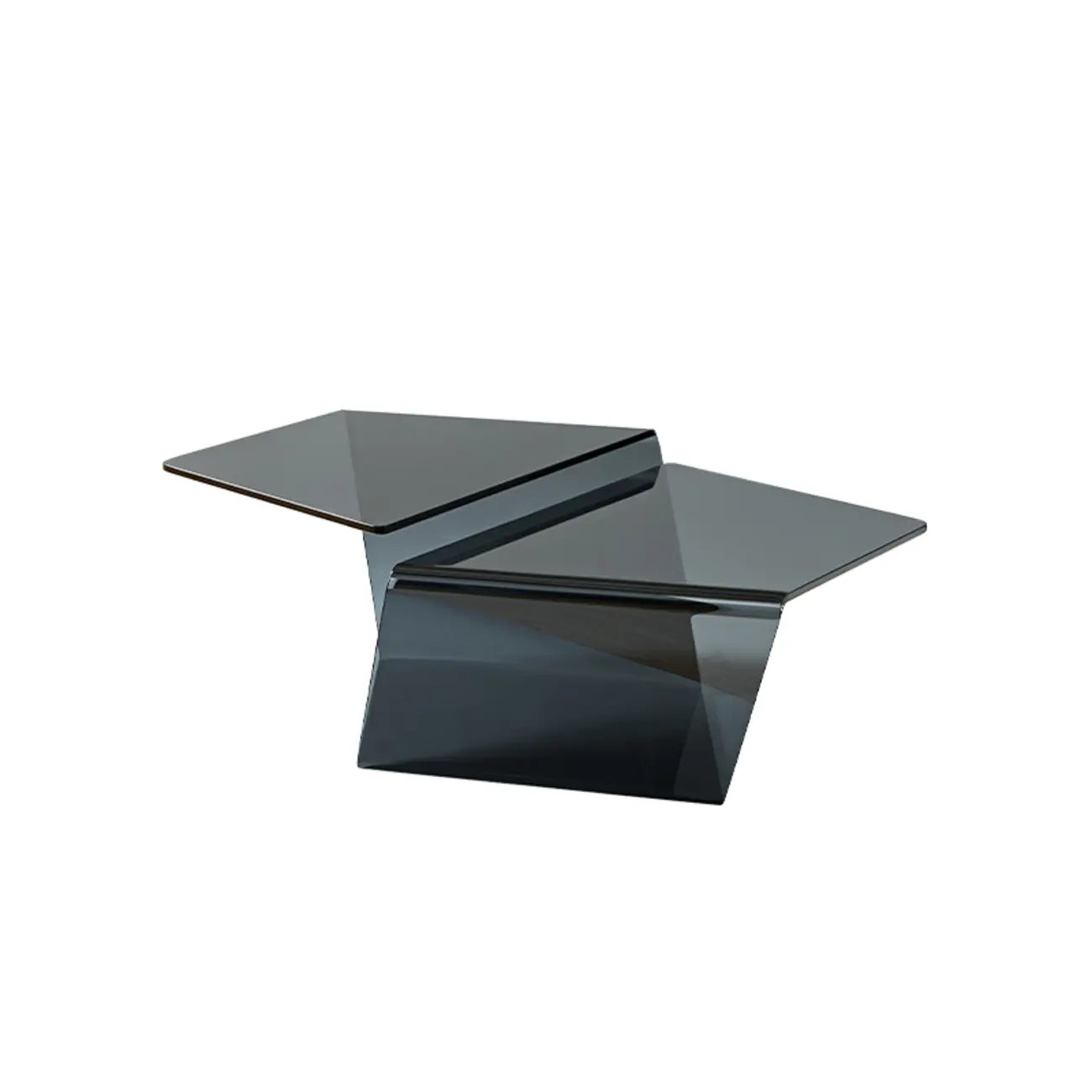 Table basse géométrique moderne en verre noir aux formes libres
