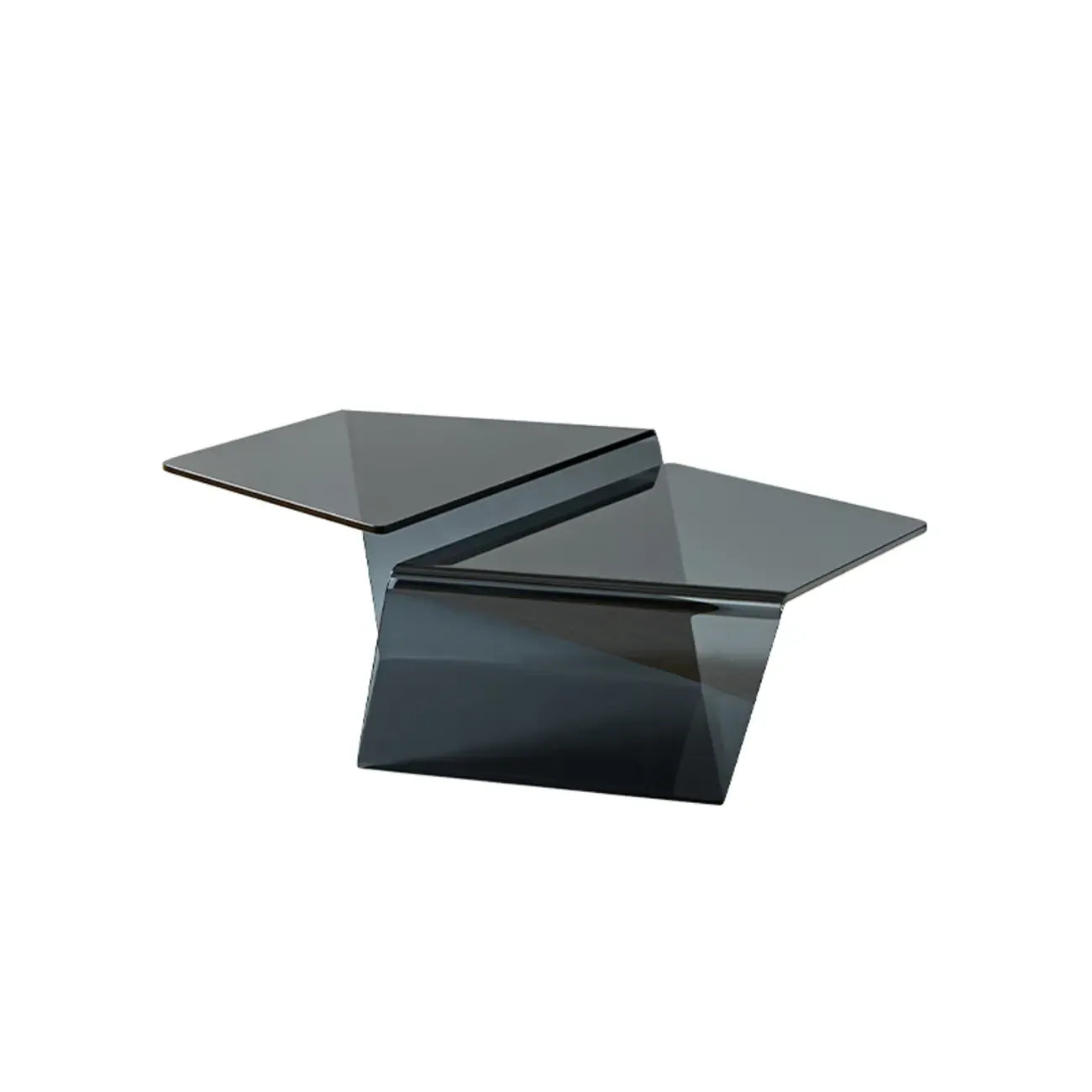 Table basse géométrique moderne en verre noir aux formes libres