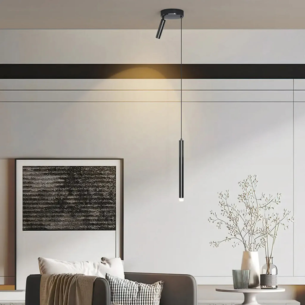 Suspension LED cylindrique en acrylique noir polyvalente de style nordique