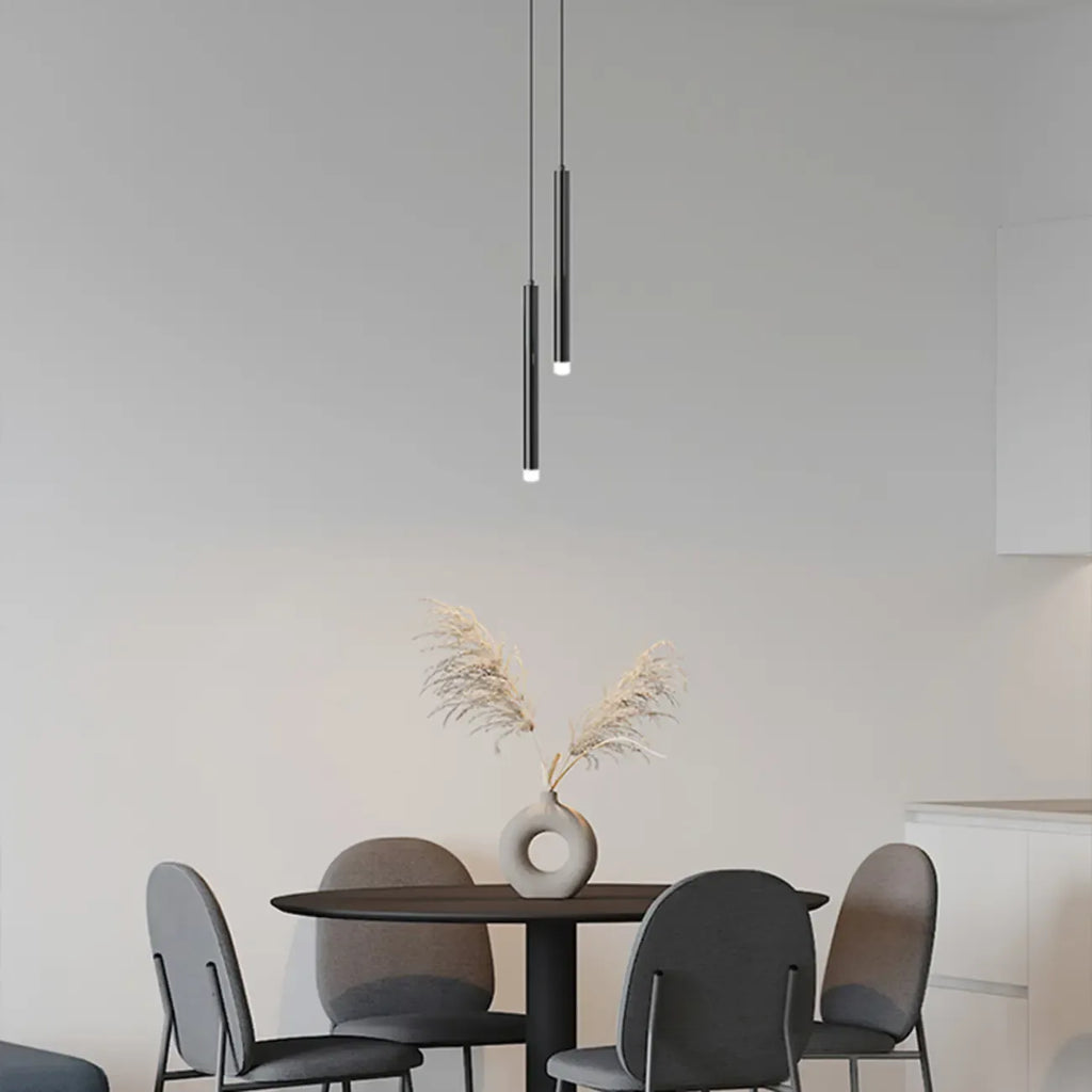 Suspension LED cylindrique en acrylique noir polyvalente de style nordique