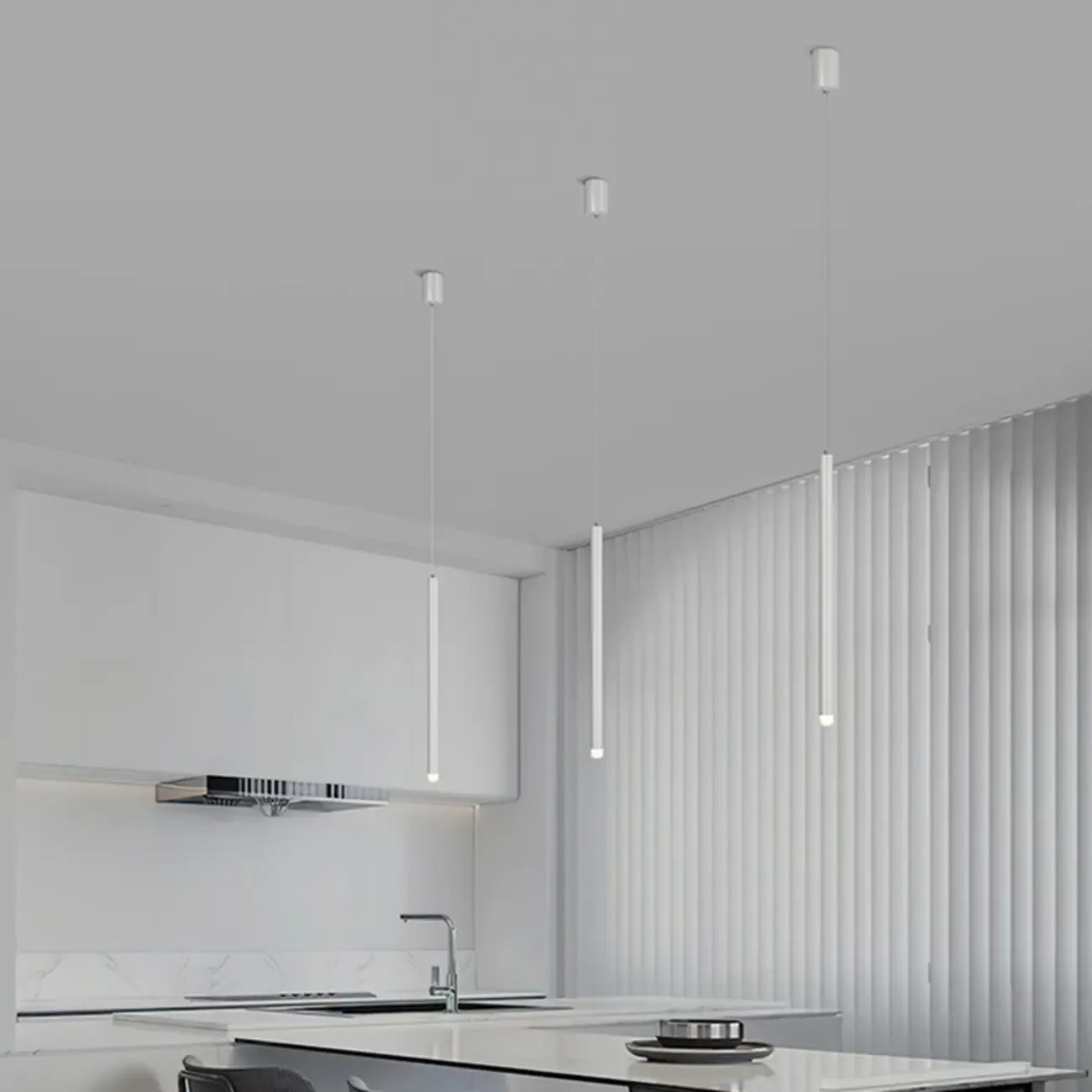 Suspension LED cylindrique en acrylique noir polyvalente de style nordique