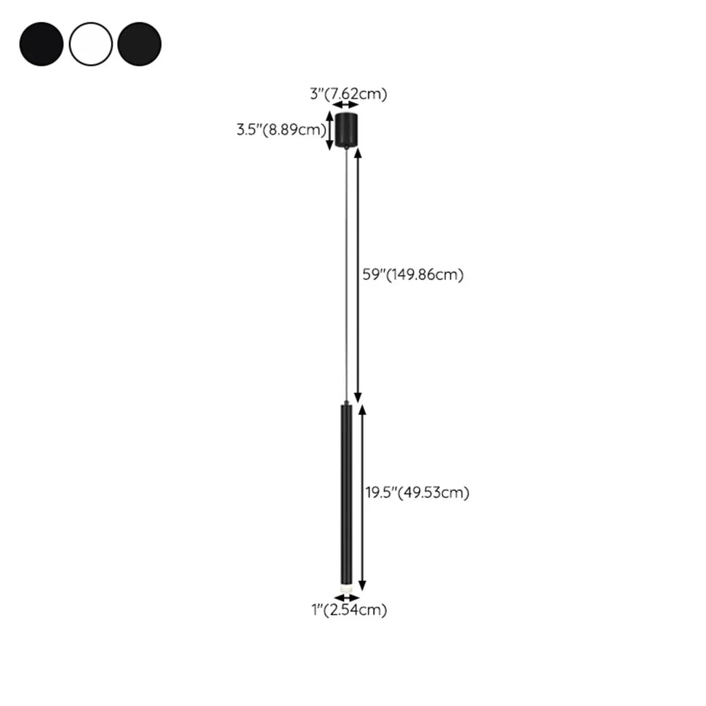 Suspension LED cylindrique en acrylique noir polyvalente de style nordique