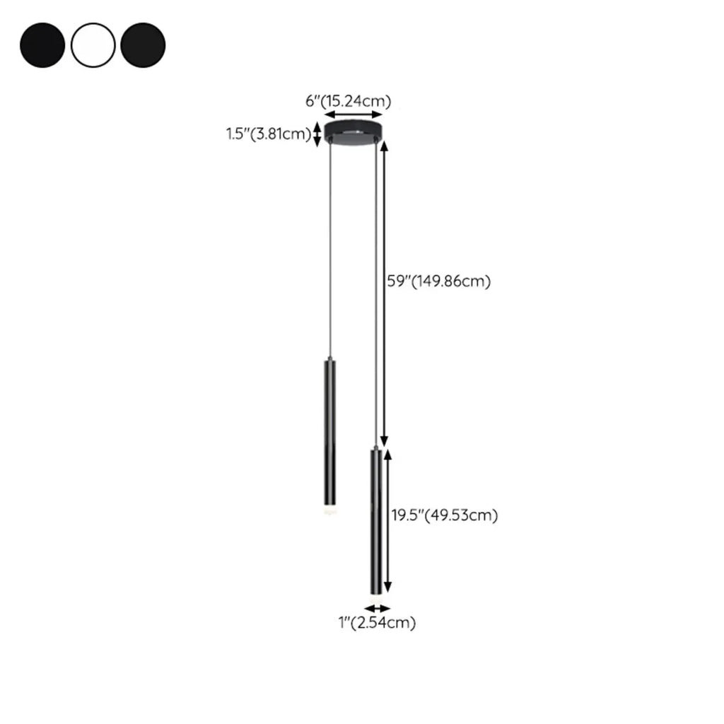 Suspension LED cylindrique en acrylique noir polyvalente de style nordique