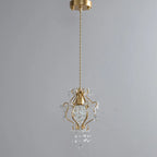 Suspension élégante en cristal doré pour salle à manger