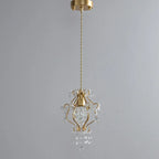 Suspension élégante en cristal doré pour salle à manger