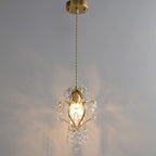 Suspension élégante en cristal doré pour salle à manger