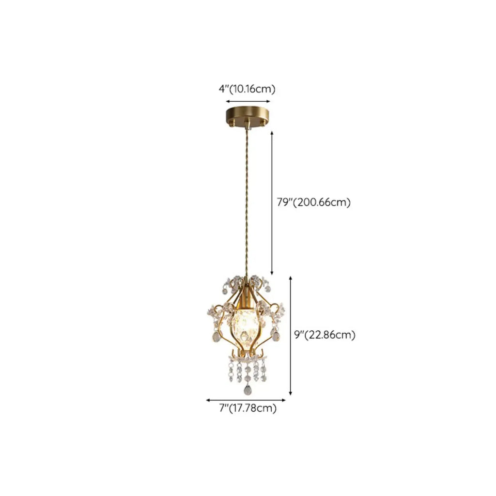 Suspension élégante en cristal doré pour salle à manger