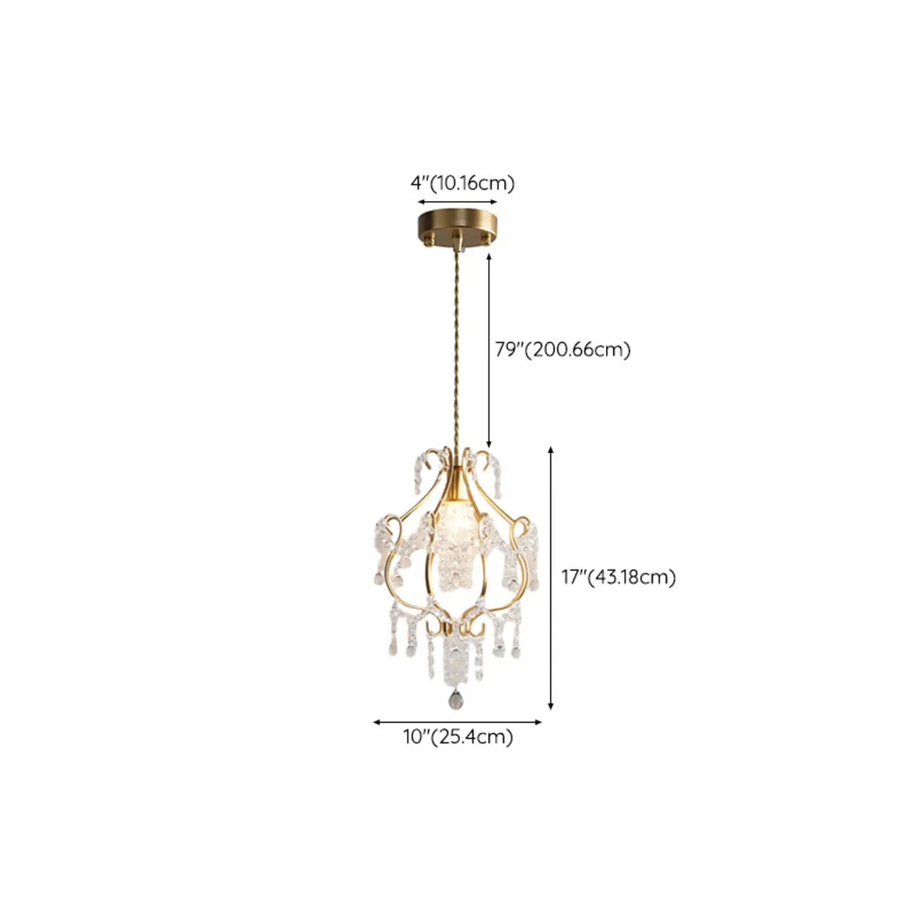 Suspension élégante en cristal doré pour salle à manger