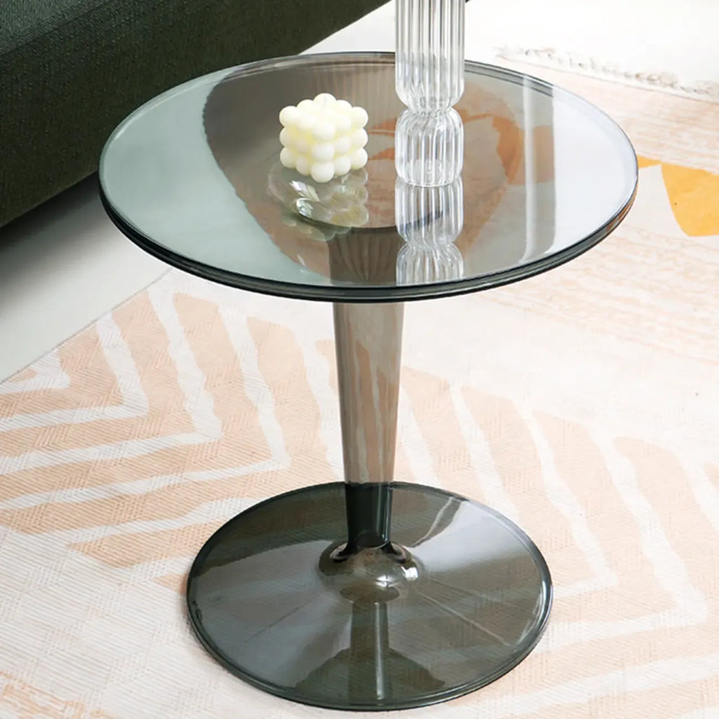 Table d'appoint ronde minimaliste en acrylique sur pied pour salon