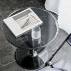 Table d'appoint ronde minimaliste en acrylique sur pied pour salon