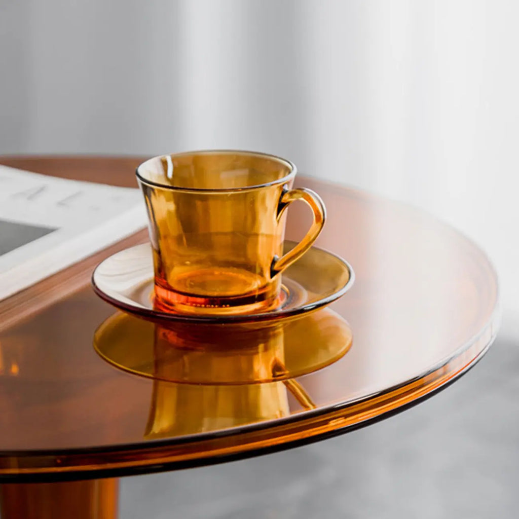 Table d'appoint ronde minimaliste en acrylique sur pied pour salon