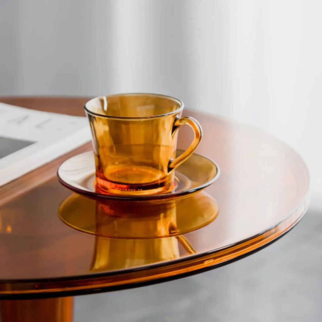 Table d'appoint ronde minimaliste en acrylique sur pied pour salon