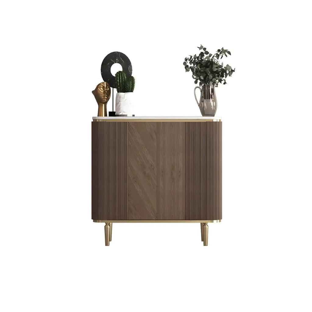Buffet en bois brun glamour avec plateau en marbre